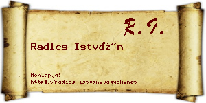 Radics István névjegykártya
